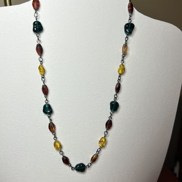 Green, topaz and yellow chain necklace‎ - Picture 2 of 3